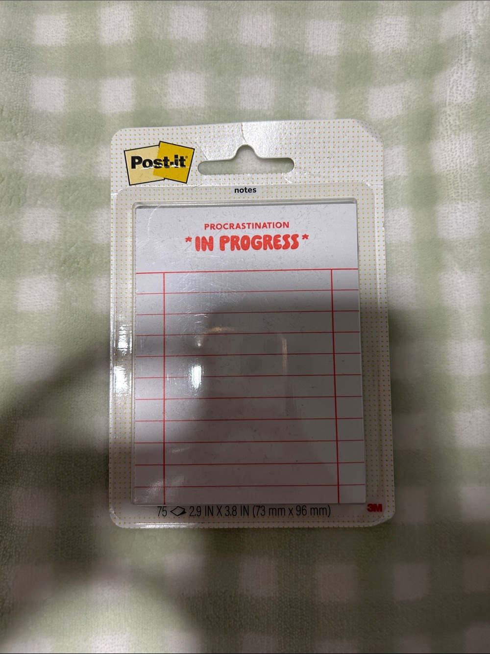 Post-it Notes 'Procrastination In Progress' - White with Red Lines